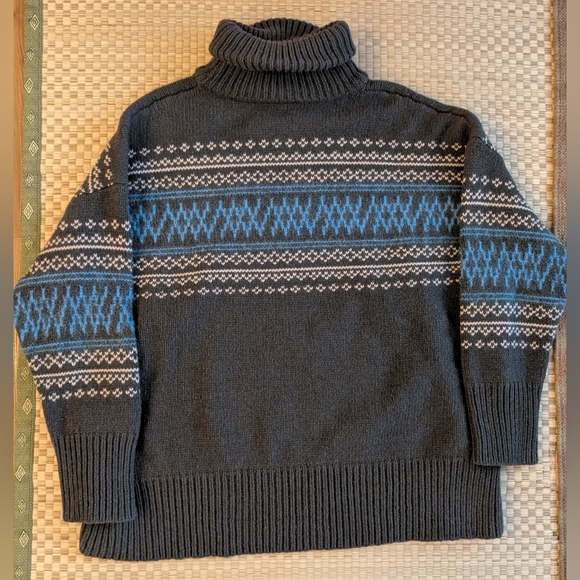 We Norwegians Setesdal Oversized Fair Isle Turtleneck Sweater Wool Cashmere Sz L - Picture 2 of 6